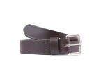 Ceinture cuir marron foncé boucle compacte acier vieilli 4055