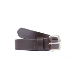 Ceinture cuir marron foncé boucle compacte acier vieilli 4055