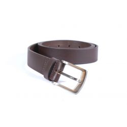 Ceinture cuir marron foncé boucle discrete finition acier 4053