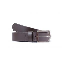 Ceinture cuir marron foncé boucle discrete finition acier 4053