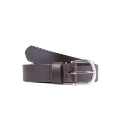 Ceinture cuir marron foncé boucle légérement arrondie 4052