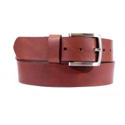 Ceinture cuir 40mm marron cannelle, boucle aux belles lignes courbes 4065