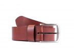 Ceinture cuir 40mm marron cannelle, boucle massive et élégante acier gris satiné 4067