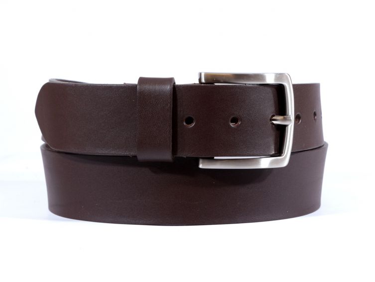 Ceinture cuir 40mm marron foncé, boucle aux belles lignes courbes 4065
