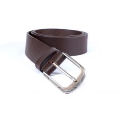 Ceinture cuir 40mm marron foncé, boucle moderne acier vieilli 4069