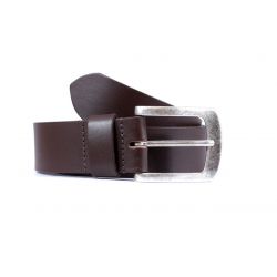 Ceinture cuir 40mm marron foncé, boucle acier vieilli belle presence 4071
