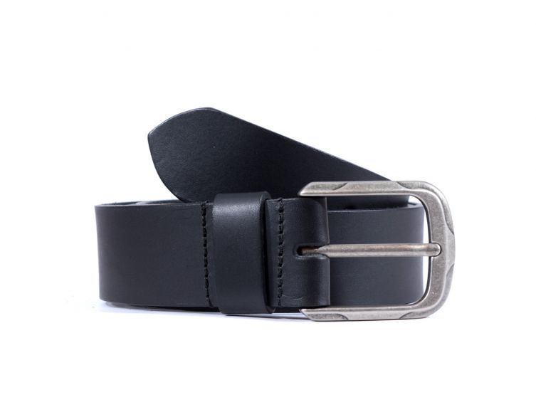 Ceinture cuir 40mm noir, boucle moderne acier vieilli 4069