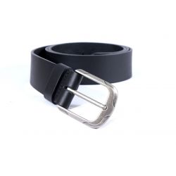 Ceinture cuir 40mm noir, boucle moderne acier vieilli 4069
