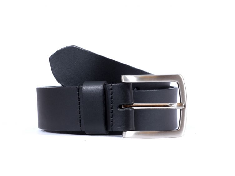 Ceinture cuir 40mm noir, boucle aux belles lignes courbes 4065