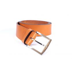 Ceinture cuir 40mm marron gold, boucle massive et élégante acier gris satiné 4067