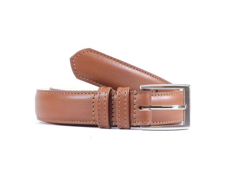 Ceinture cuir marron gold, boucle rectangle acier poli 4061
