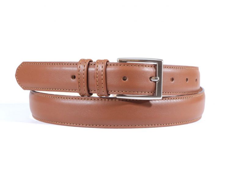 Ceinture cuir marron gold, boucle rectangle acier poli 4061