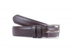 Ceinture cuir marron foncé, boucle rectangle acier poli 4061