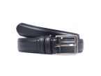 Ceinture cuir noir, boucle rectangle acier poli 4061