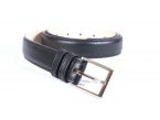 Ceinture cuir noir, boucle rectangle acier poli 4061