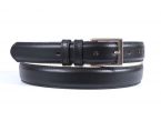 Ceinture cuir noir, boucle rectangle acier poli 4061