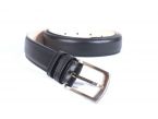 Ceinture cuir noir, boucle metal arrondie 4063