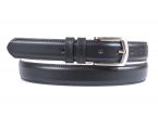 Ceinture cuir noir, boucle metal arrondie 4063