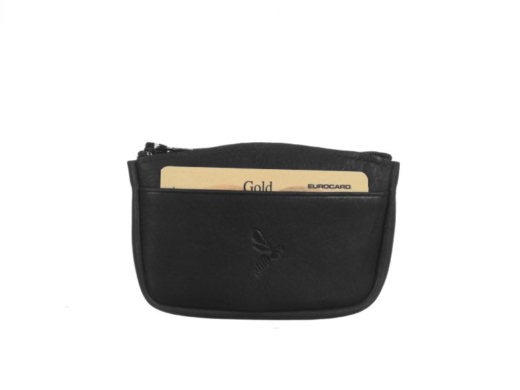 Porte-monnaie fermeture zippée cuir noir - 203