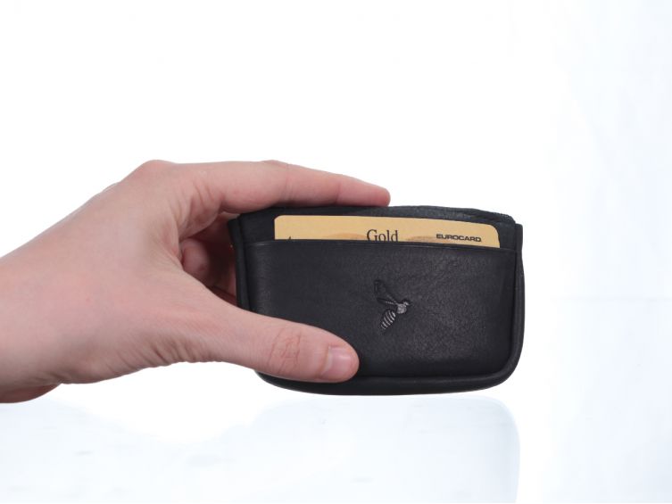 Porte-monnaie fermeture zippée cuir noir - 203