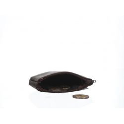 Porte-monnaie fermeture zippée cuir marron 203