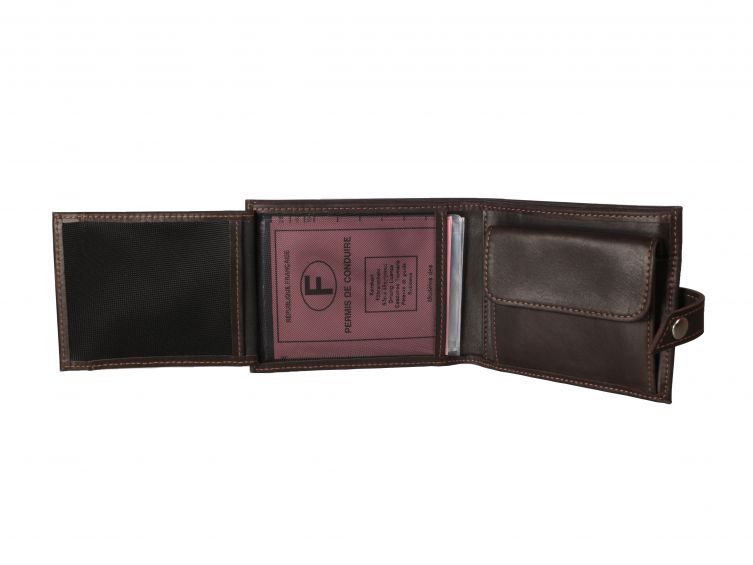 Petit Portefeuille 3 volets en cuir marron - 440