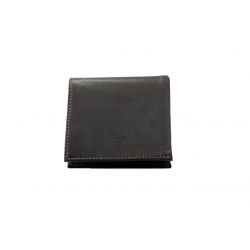 Porte-monnaie carré en cuir marron - 367