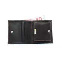 Porte-monnaie carré en cuir marron - 367