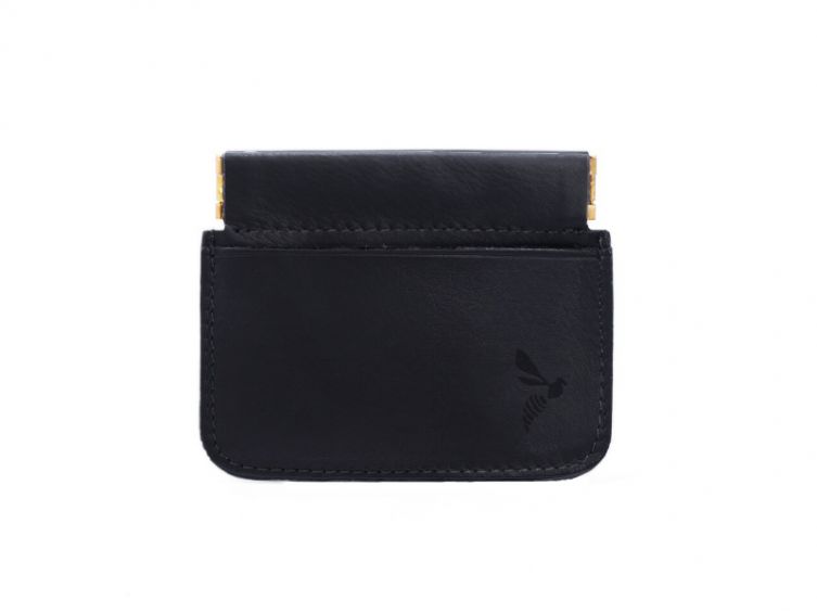 Porte-monnaie en cuir noir "Clap" - 431