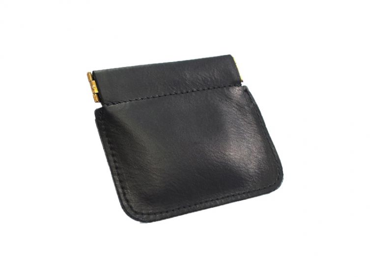 Porte-monnaie en cuir noir "Clap" - 431