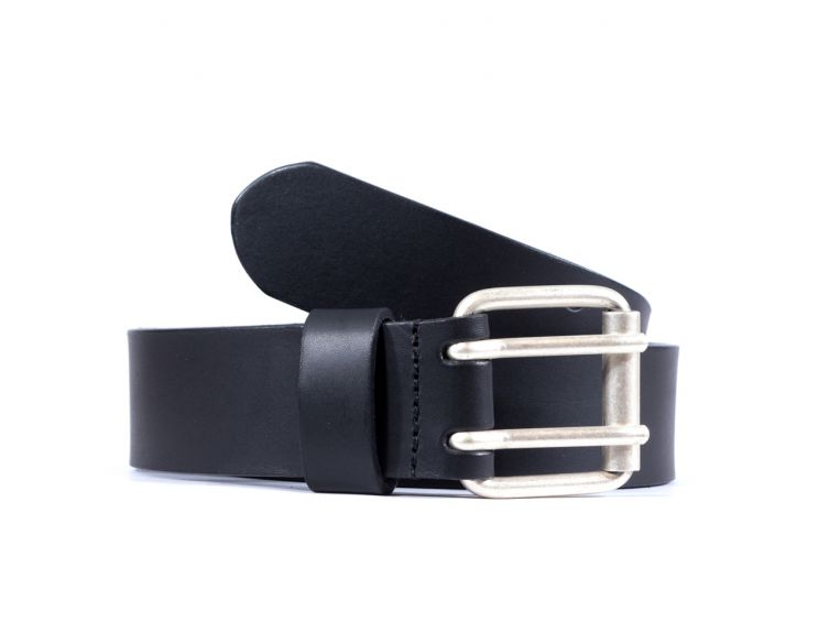 Ceinture homme en cuir noir double perforation 4007 N