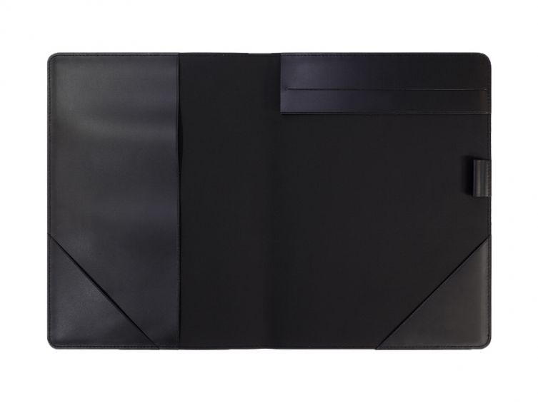 Conférencier A4 en cuir noir