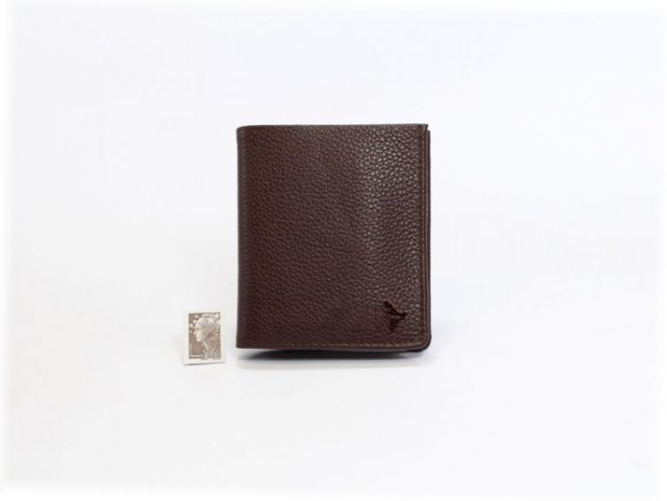 Porte-monnaie carré en cuir marron - 133