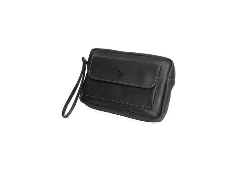 Sacoche homme en cuir noir à main