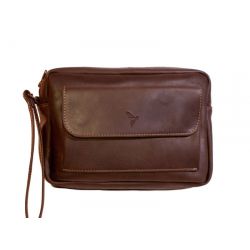 Sacoche homme en cuir gold à main