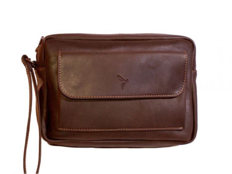 Sacoche homme en cuir gold à main
