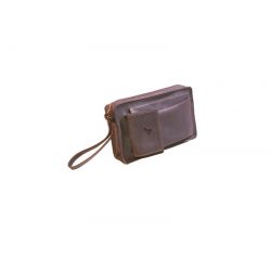 Sacoche homme en cuir marron lisse anse main 863