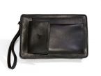 Sacoche homme en cuir noir lisse anse main 863