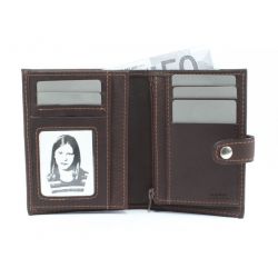 Portefeuille cuir marron à patte - 139