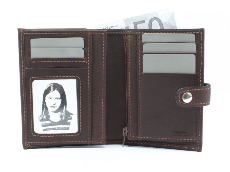 Portefeuille cuir marron à patte - 139