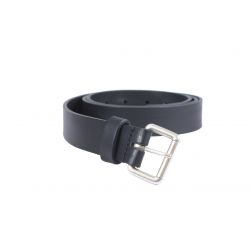 Ceinture cuir noir boucle compacte acier vieilli 4055