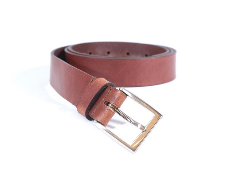 Ceinture cuir marron cannelle boucle rectangulaire très sobre 4051