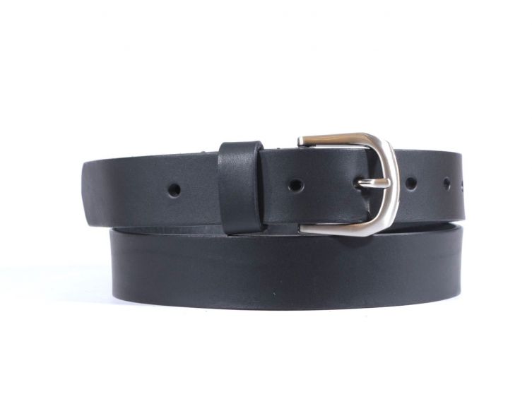 Ceinture cuir noir boucle légèrement arrondie 4052