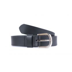 Ceinture cuir noir boucle légèrement arrondie 4052