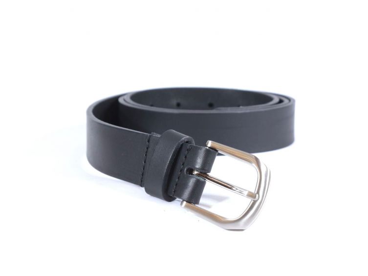 Ceinture cuir noir boucle légèrement arrondie 4052