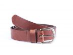 Ceinture cuir marron cannelle boucle légèrement arrondie 4052