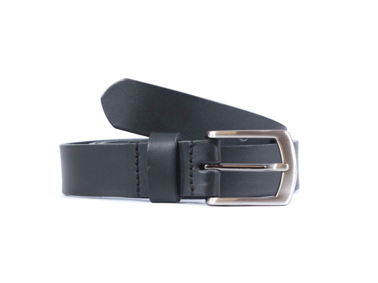 Ceinture cuir noir boucle discrete finition acier 4053
