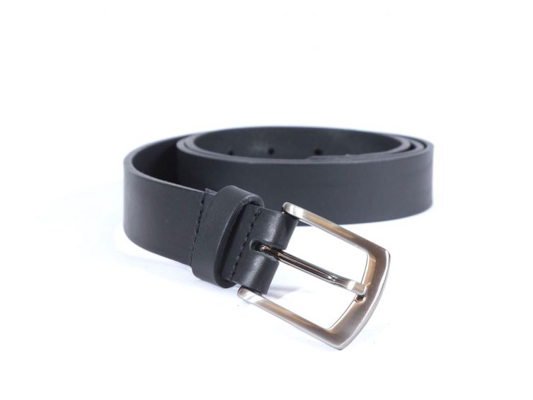 Ceinture cuir noir boucle discrete finition acier 4053