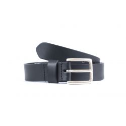 Ceinture cuir noir boucle finition acier vieilli rectangulaire 4054