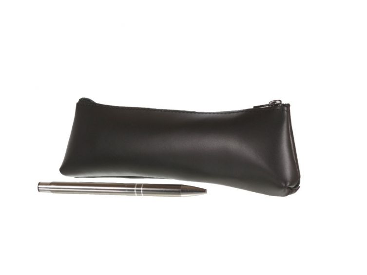 Grande trousse triangle en cuir noir 